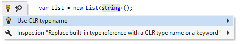 ビルトインタイプの使用スタイルのクイックフィックス Built-in type usage style quick-fix