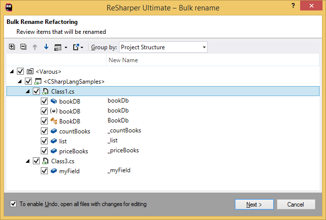 スコープを修正 : 一括名前変更 Fix in scope: bulk rename