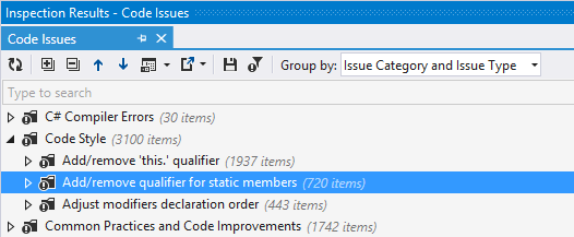 ソリューションに見られるコード構文スタイルの課題 Code syntax style issues found in a solution