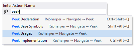ReSharper: ピーク定義ビューのナビゲーションアクションの選択 ReSharper: Choosing a navigation action for Peek Definition view
