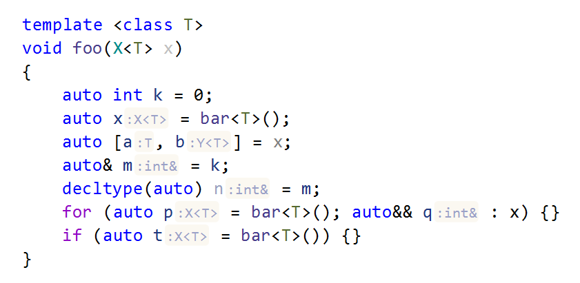 ReSharper C++: 依存コードのタイプ名のヒント ReSharper C++: type name hints for dependent code
