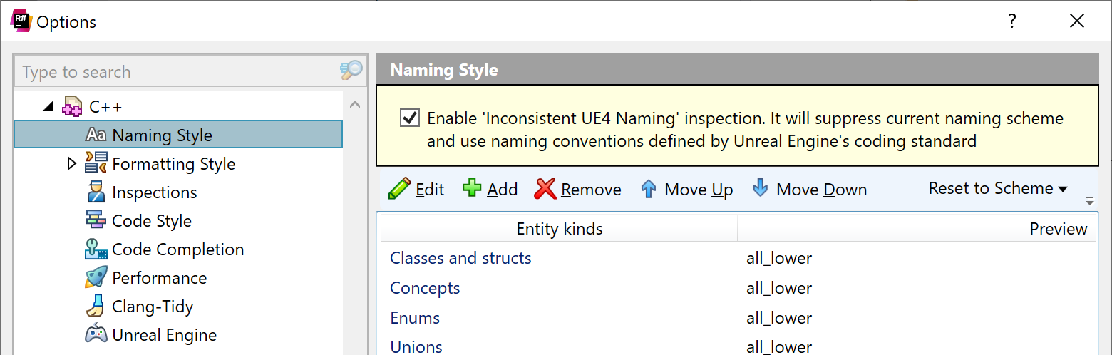 ReSharper: Unreal Engine の命名規則の適用 ReSharper: Applying Unreal Engine naming conventions