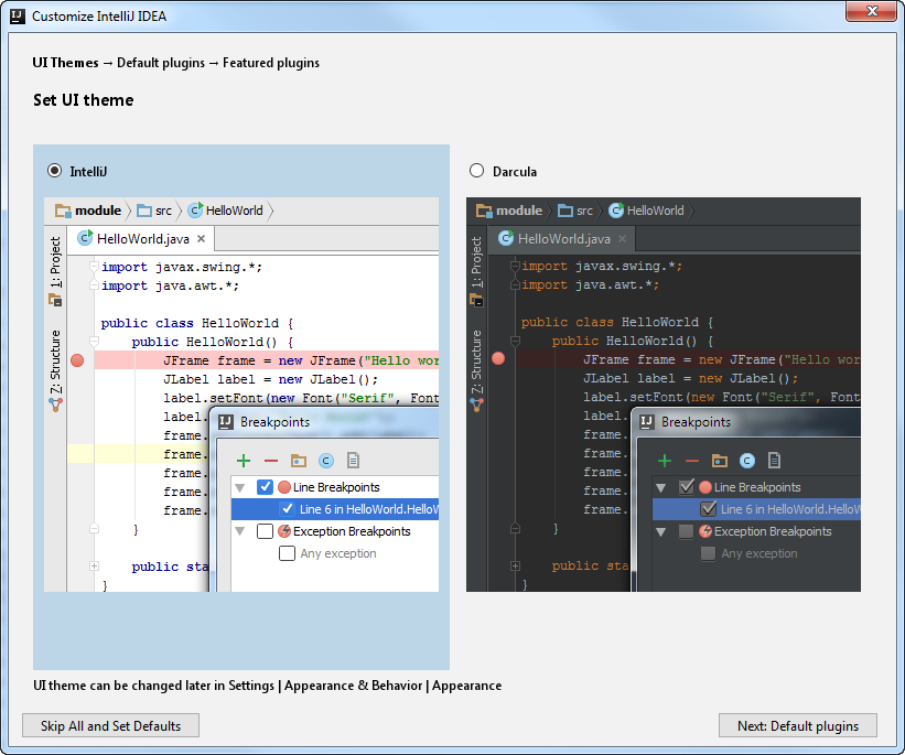 ij set UI theme ij set UI theme