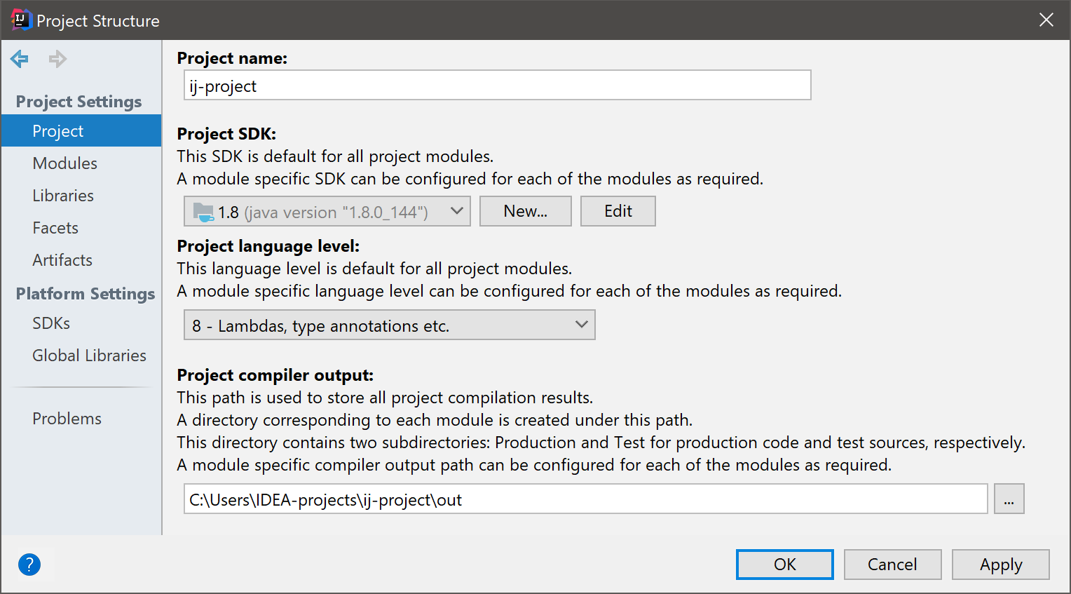 project structure settings project structure settings