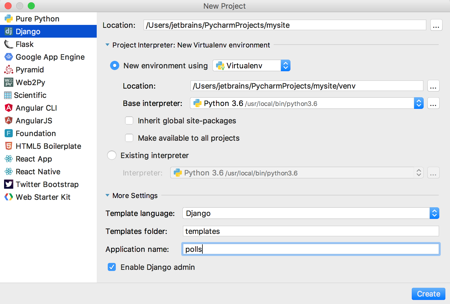 py choose project type py choose project type