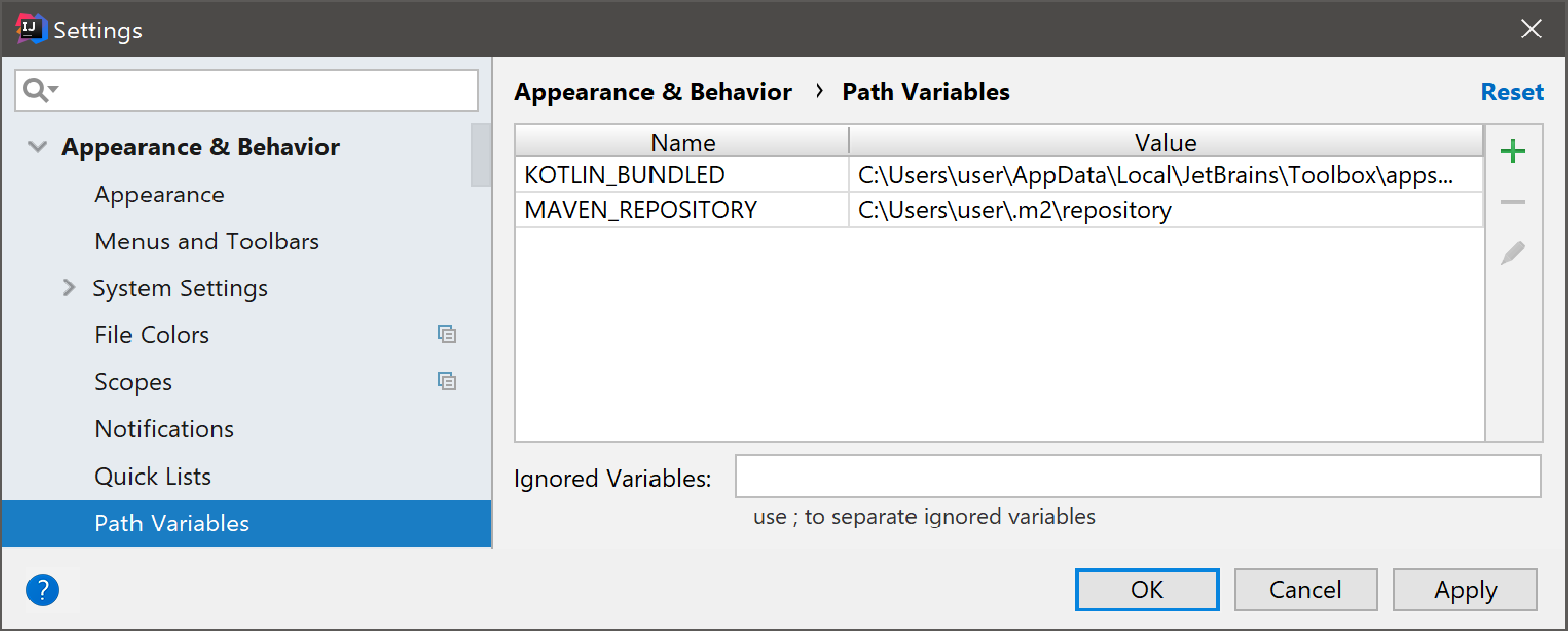 path variables dialog path variables dialog