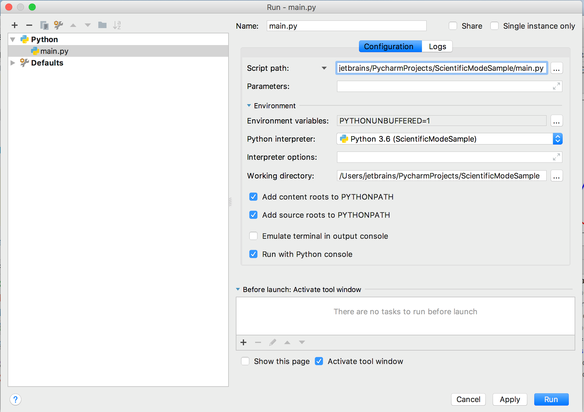 py run config for command line py run config for command line