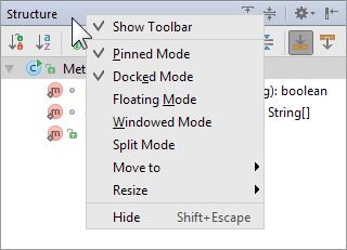 tool windows title bar tool windows title bar