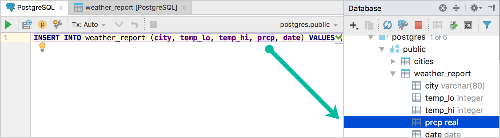 Navigate to Database tree Navigate to Database tree