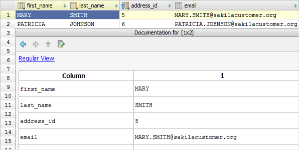 TableTransposedRowView TableTransposedRowView