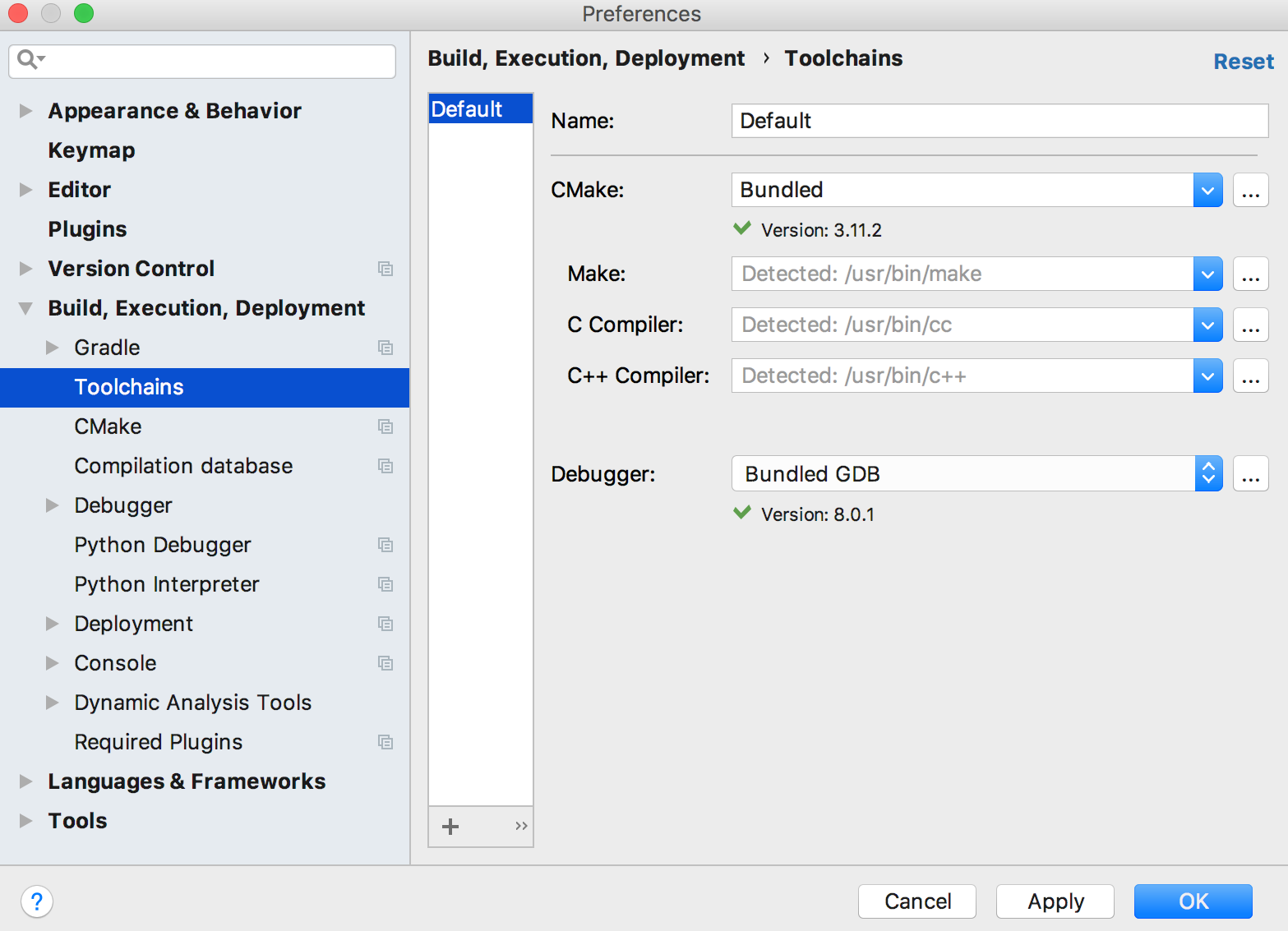 ツールチェーンの設定 Configuring toolchains