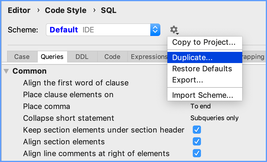 SQL用のコードスタイルを作成する Create a code style for SQL