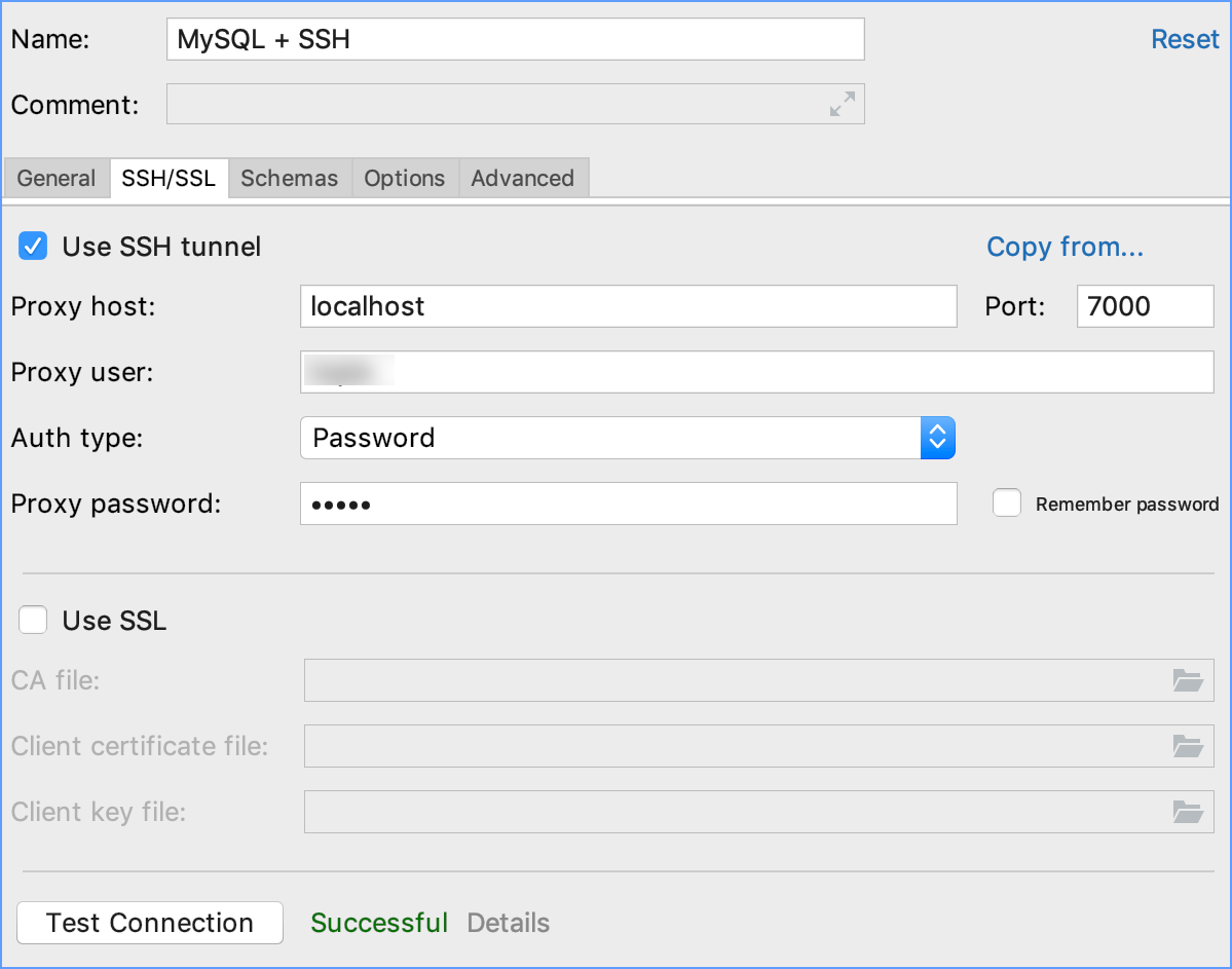 データソースのSSHとSSL設定 SSH and SSL settings of a data source