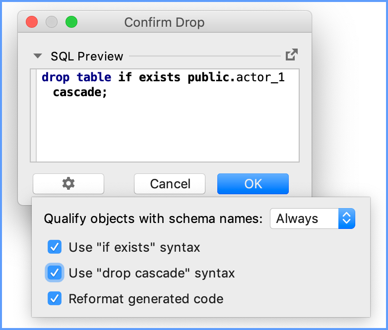 The Confirm Drop dialog The Confirm Drop dialog