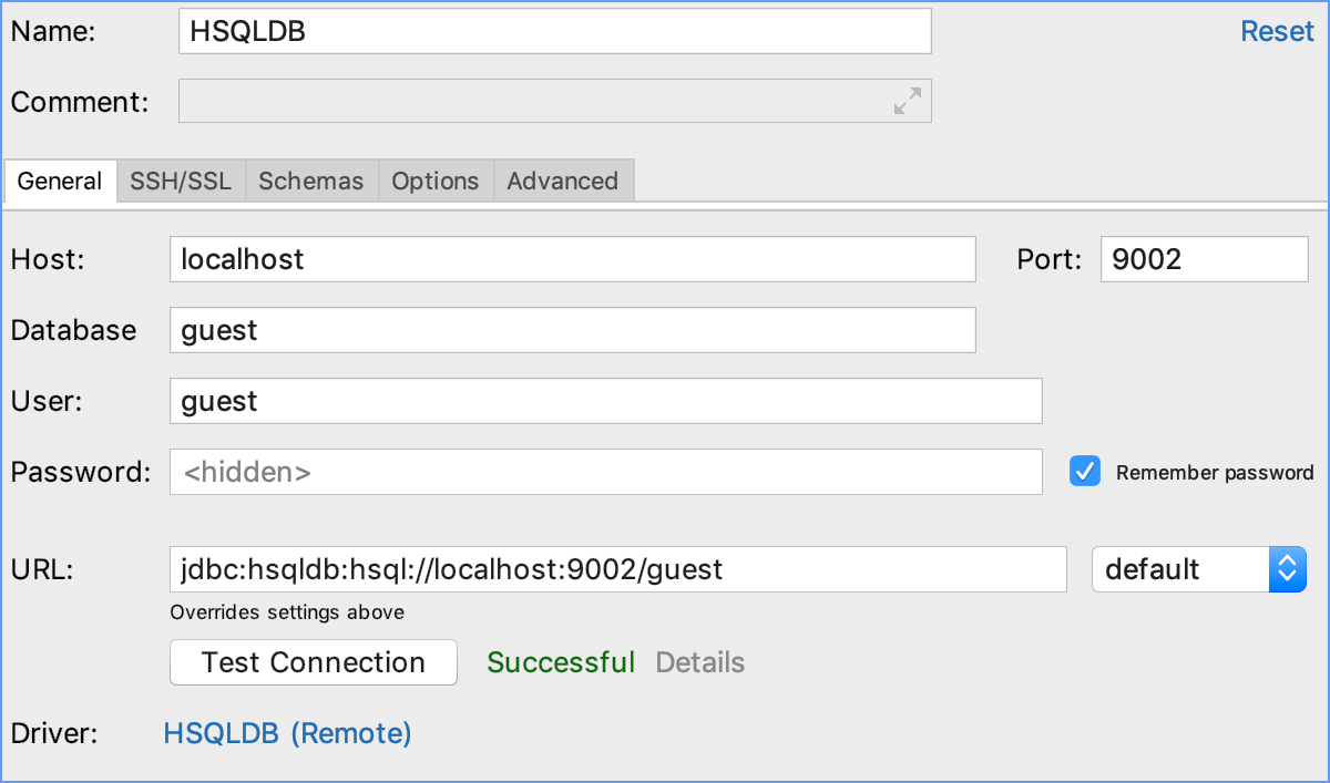 HSQLDBとの統合 Integration with HSQLDB