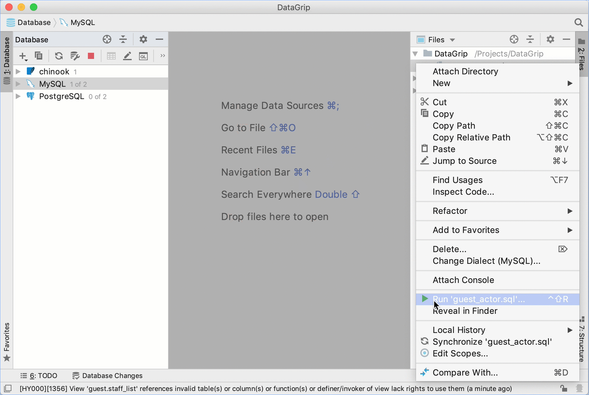 既存のSQLファイルを実行する Run existing SQL files