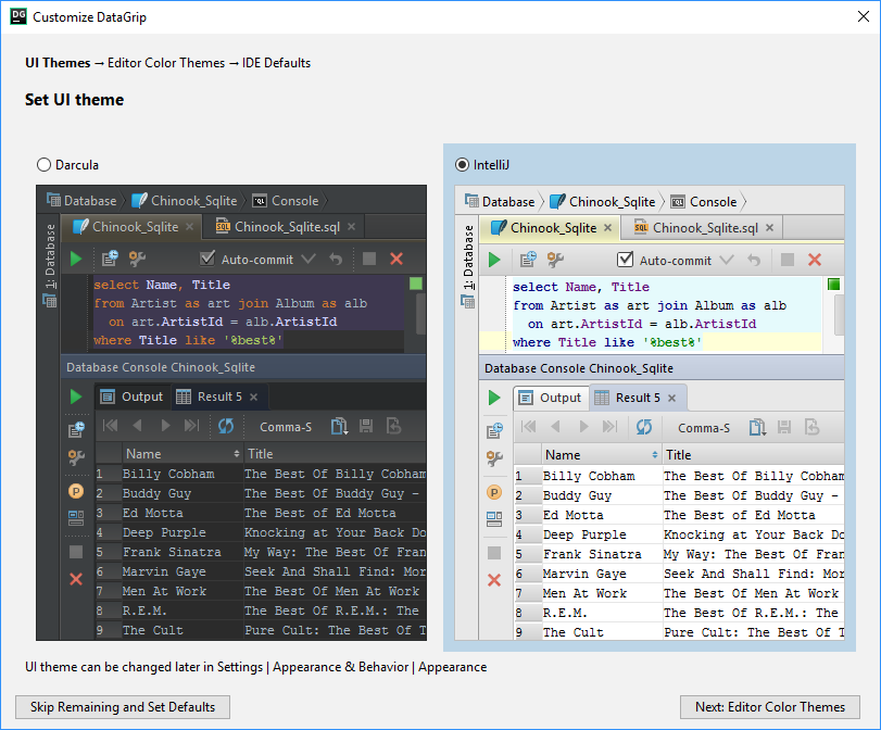 Select a UI theme Select a UI theme