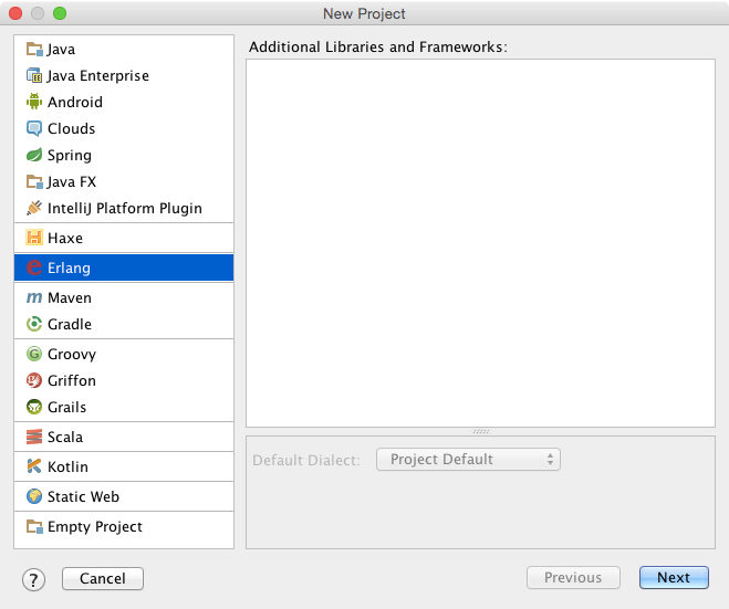 新しいプロジェクトを作成するerlang erlang create new project erlang