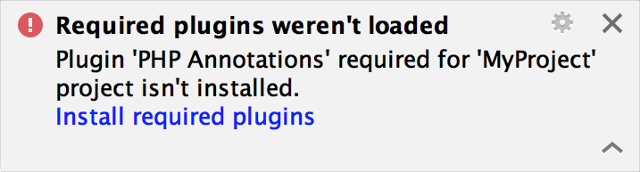 必要なプラグインがインストールされていない警告 Required plugin not installed warning