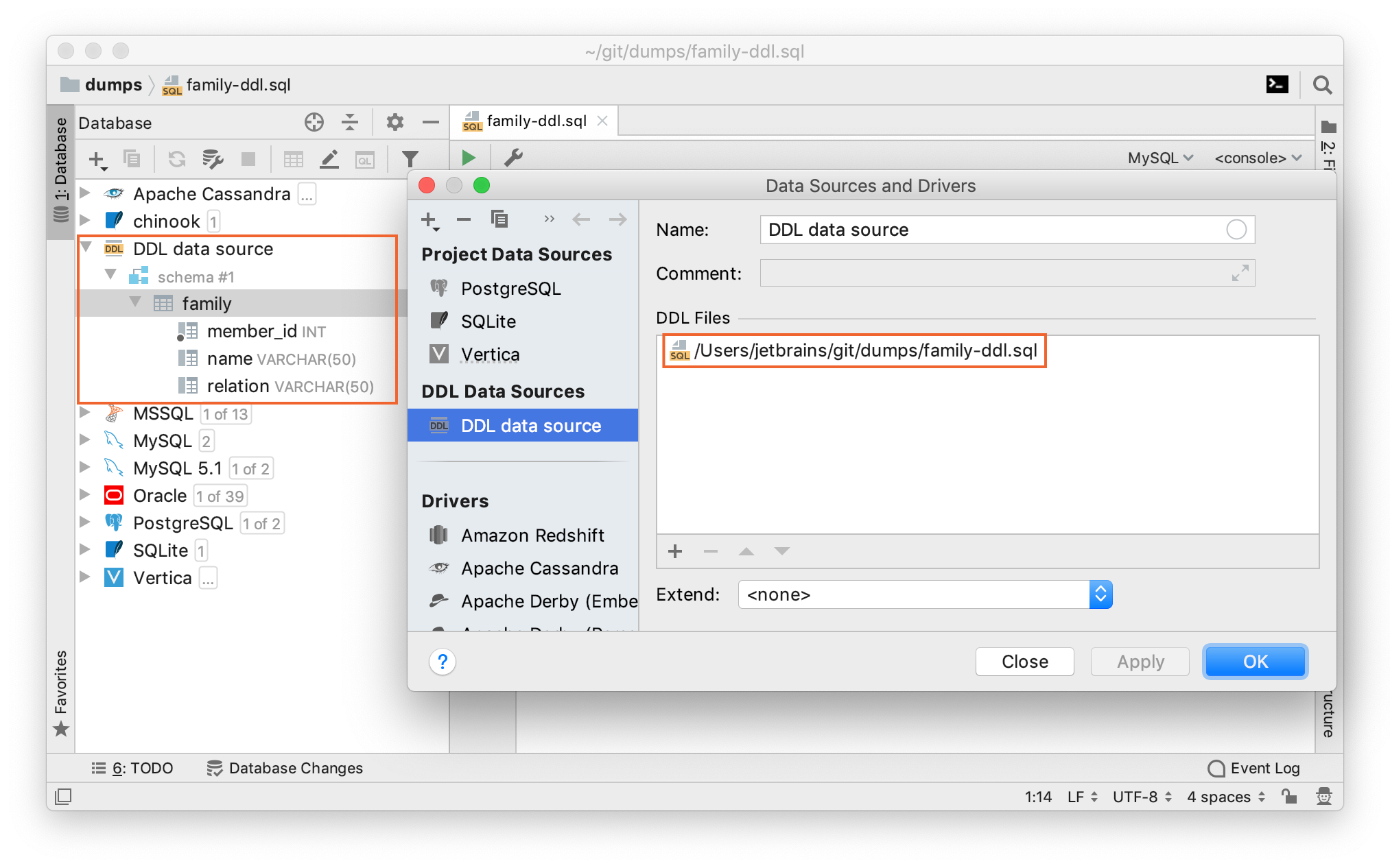 DDLデータソースを作成する Create a DDL data source