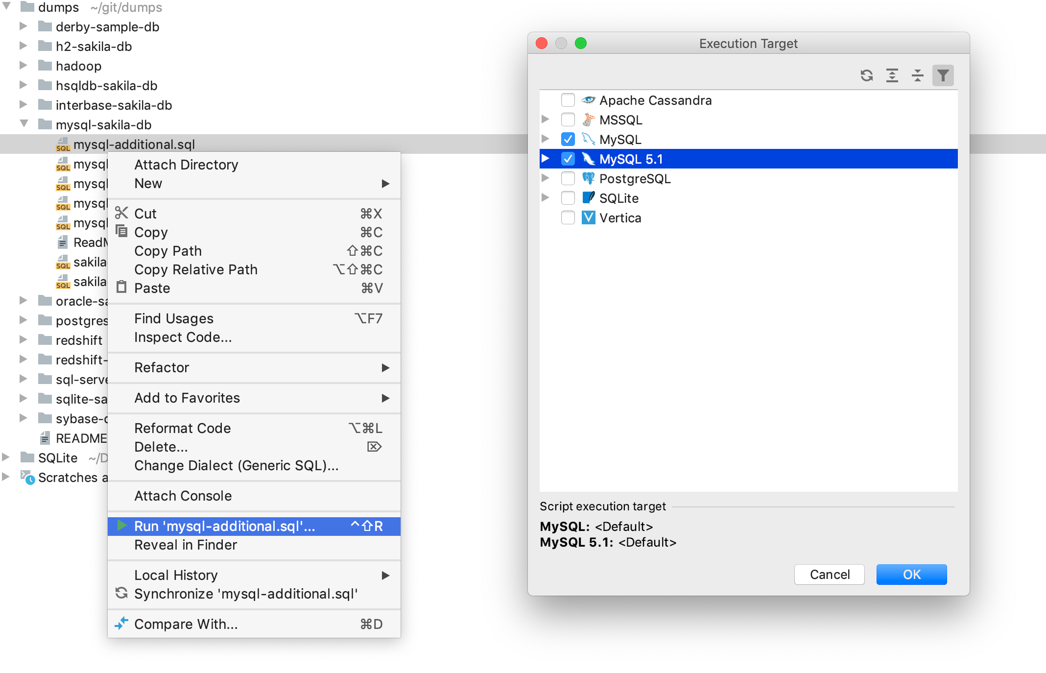 複数のデータソースに対してSQLファイルを実行する Run an SQL file for several data sources