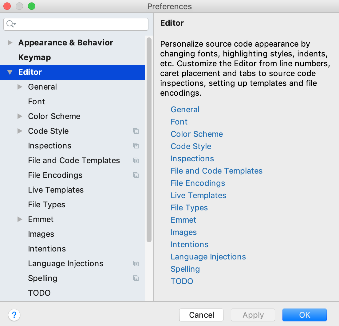 エディター設定 editor settings