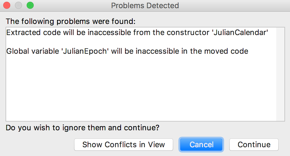 clリファクタリングの競合ダイアログ cl refactoring conflicts dialog