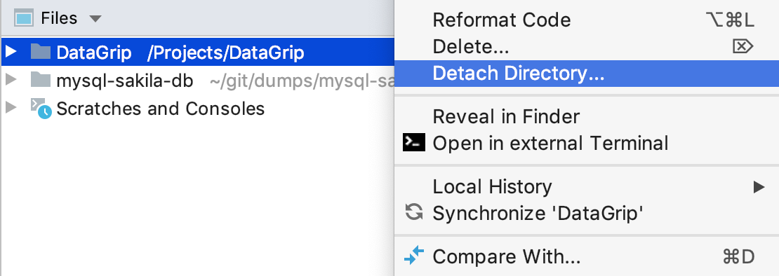 SQLファイルのあるディレクトリーを切り離す Detach a directory with SQL files