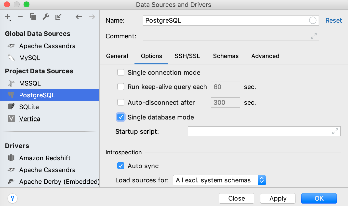 シングルデータベースモードを有効にする Enable the single database mode