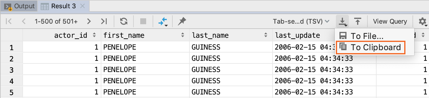 ビューをクリップボードにエクスポートする Export a view to the clipboard
