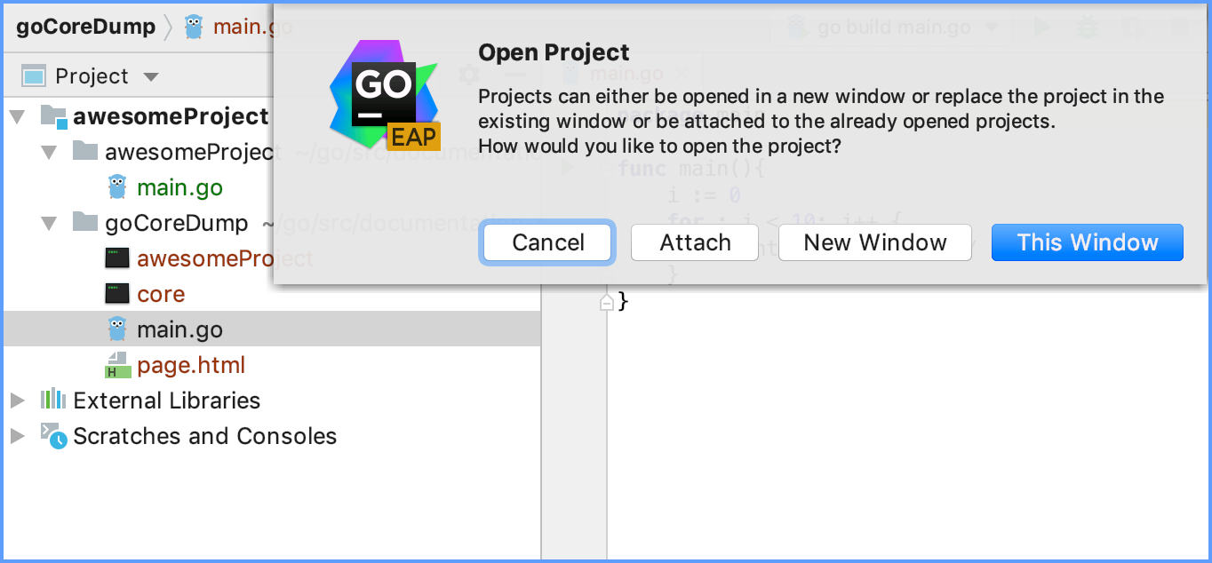 すでに開いているプロジェクトにディレクトリーをアタッチする Attach a directory to an already-opened project