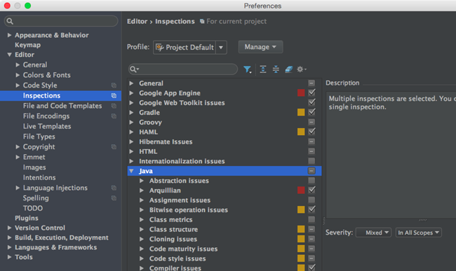 移行ガイドインスペクションの設定 migration guide inspection settings