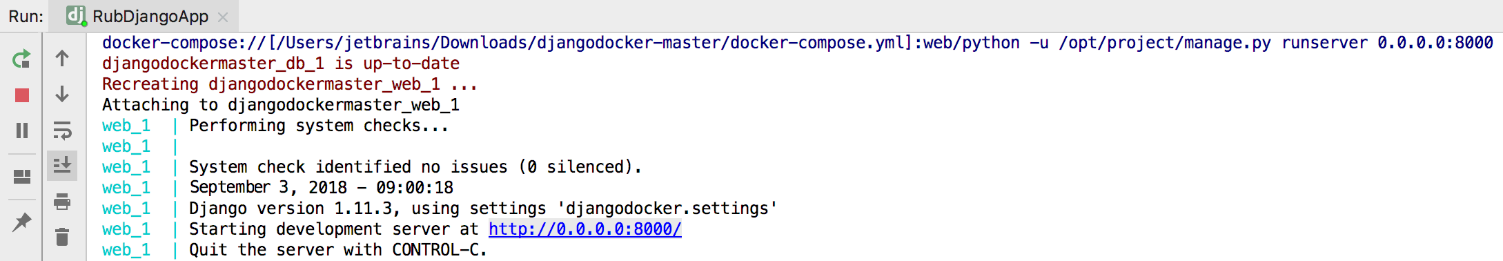 Docker compose走行 Docker compose run
