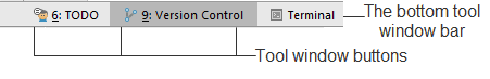 ツールウィンドウバーとボタン tool window bar and buttons