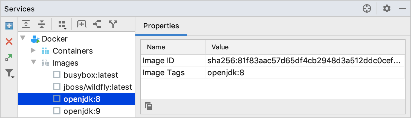 Dockerイメージのプロパティー Docker image properties