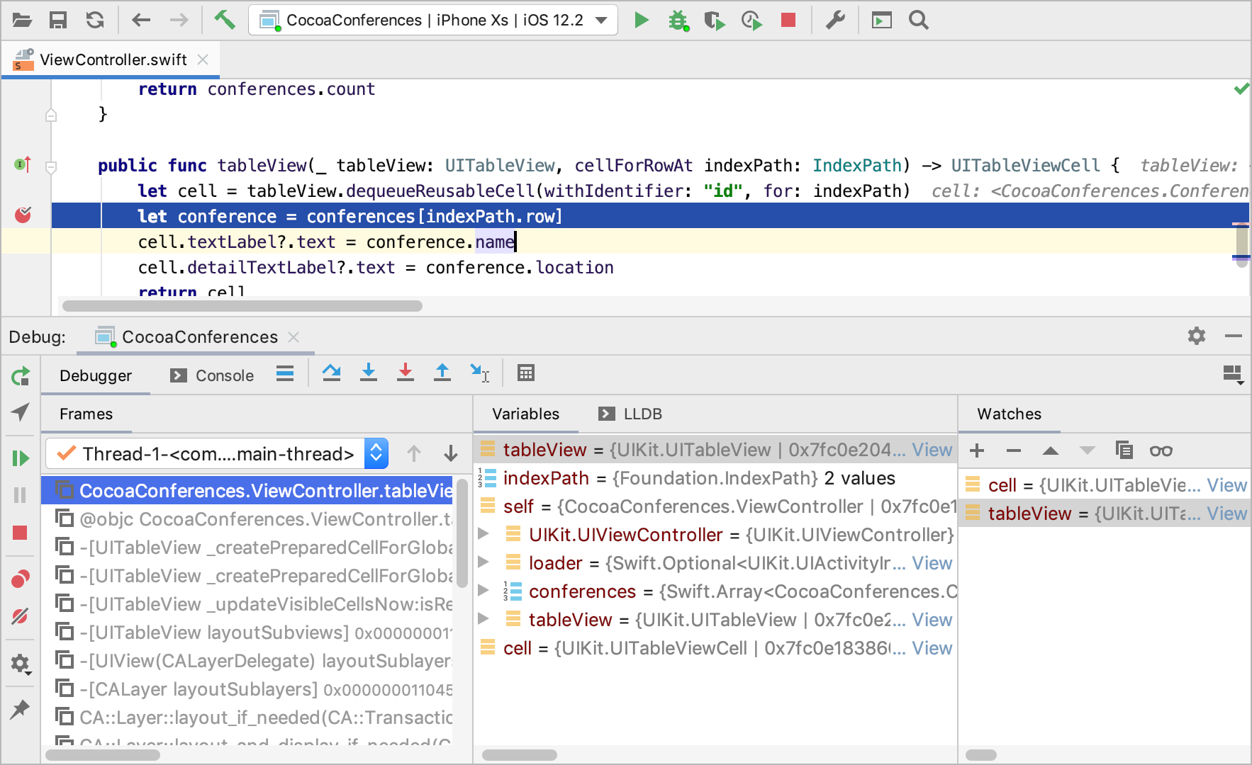 デバッグツールウィンドウ Debug tool window