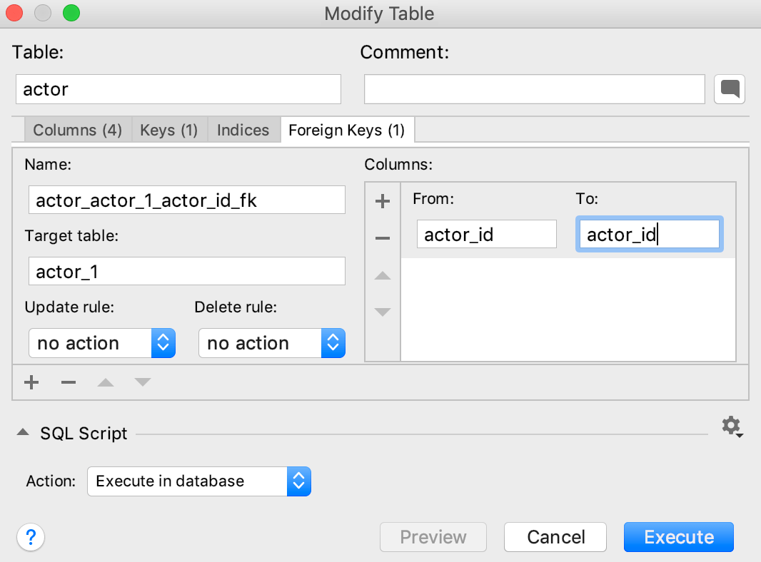外部キーを作成する Create a foreign key