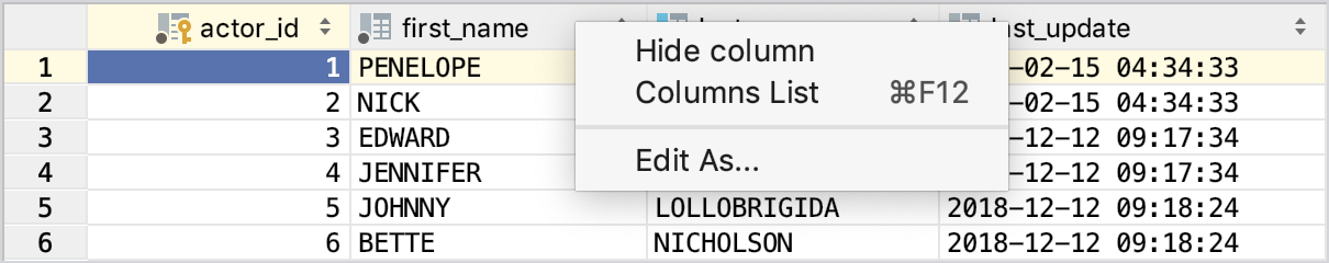 列を隠す Hide a column