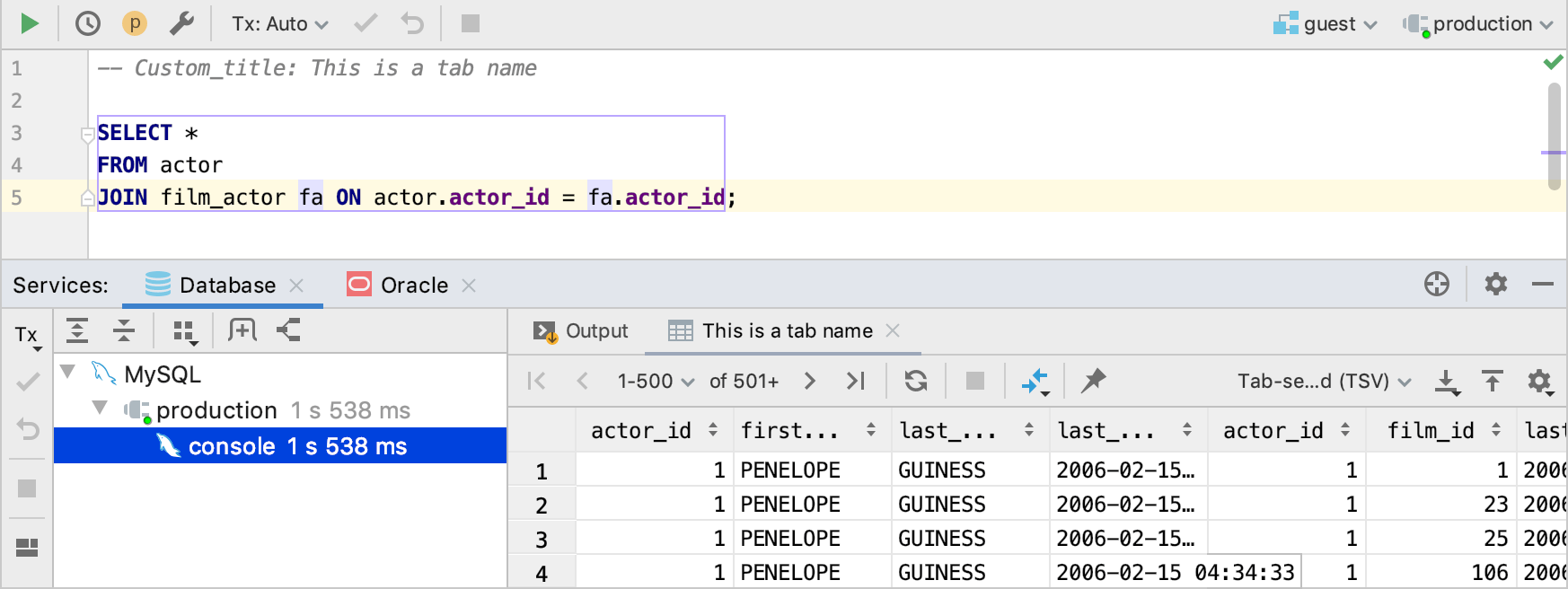 結果のあるタブにカスタムタイトルを使用する Use custom titles for tabs with results