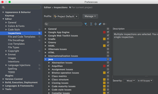 移行ガイドインスペクションの設定 migration guide inspection settings