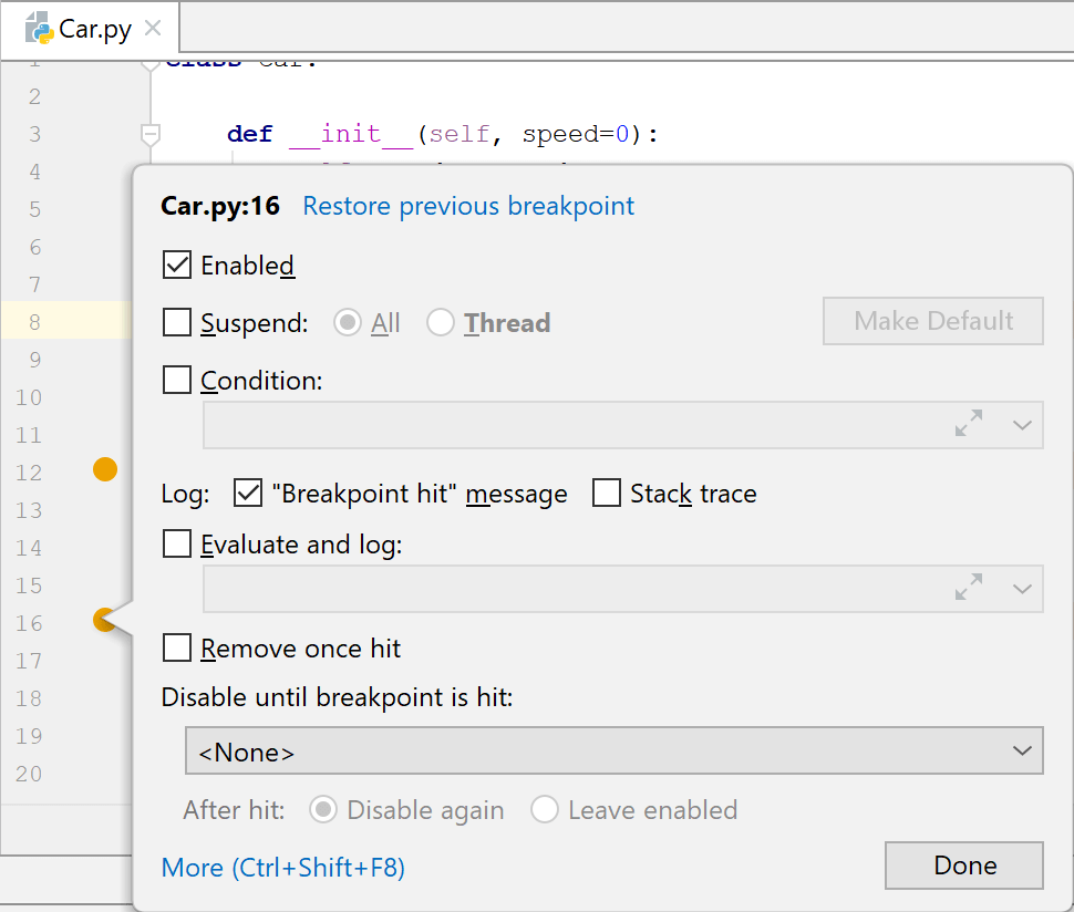 アクションブレークポイントを追加する Adding an action breakpoint