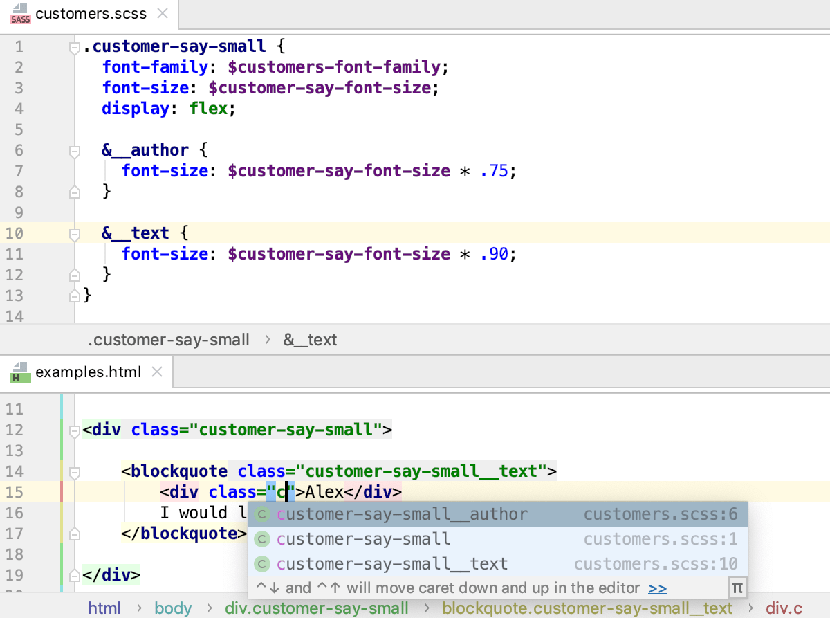 SassおよびSCSSセレクターの完成 Completion for Sass and SCSS selectors