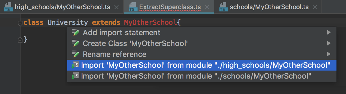 TypeScriptランゲージサービスからの提案による自動インポート: 多肢選択 Auto import with suggestion from the TypeScript Language Service: multiple choices