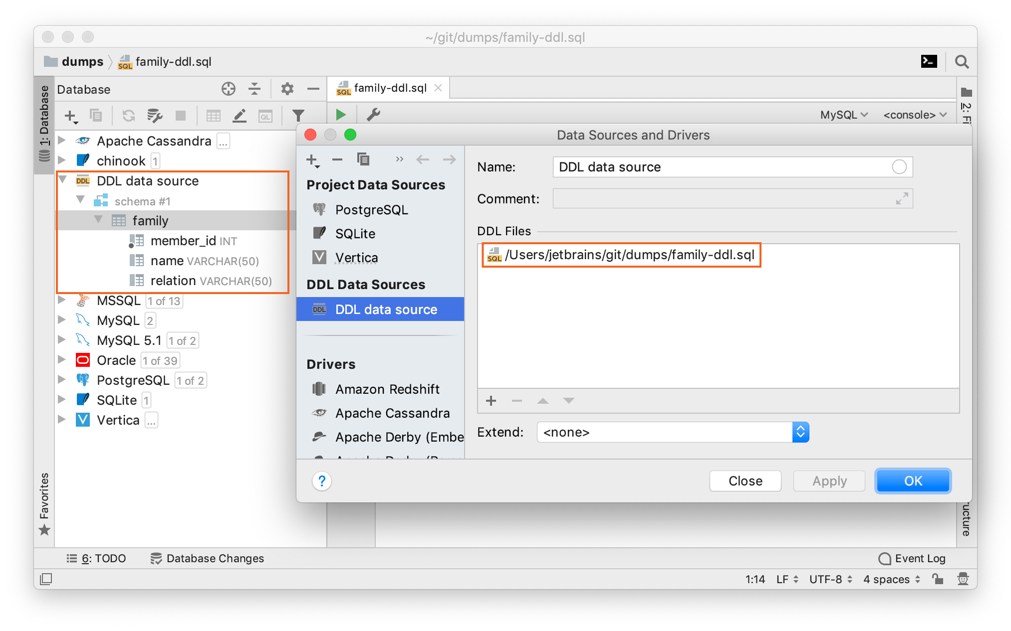 DDLデータソースを作成する Create a DDL data source