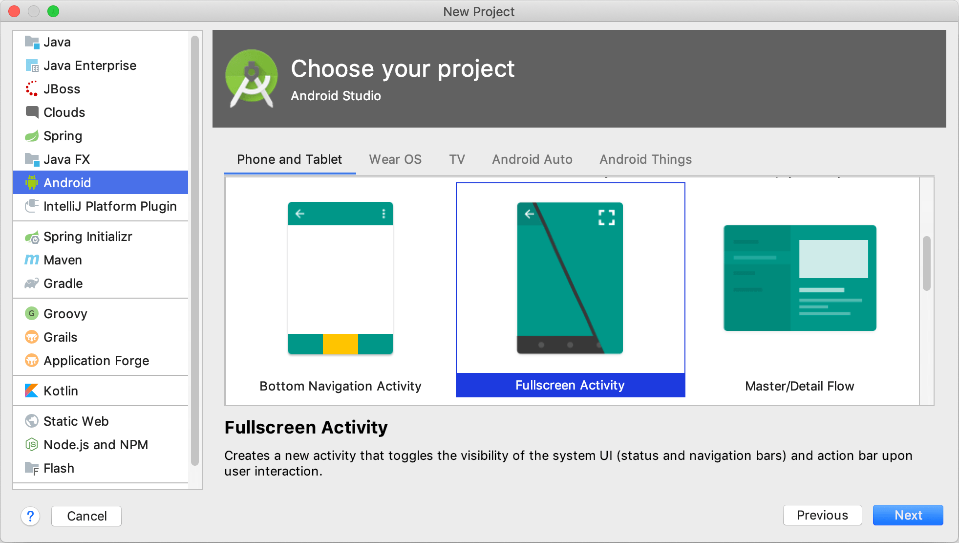 新しいAndroidプロジェクトの作成 Creating a new Android project