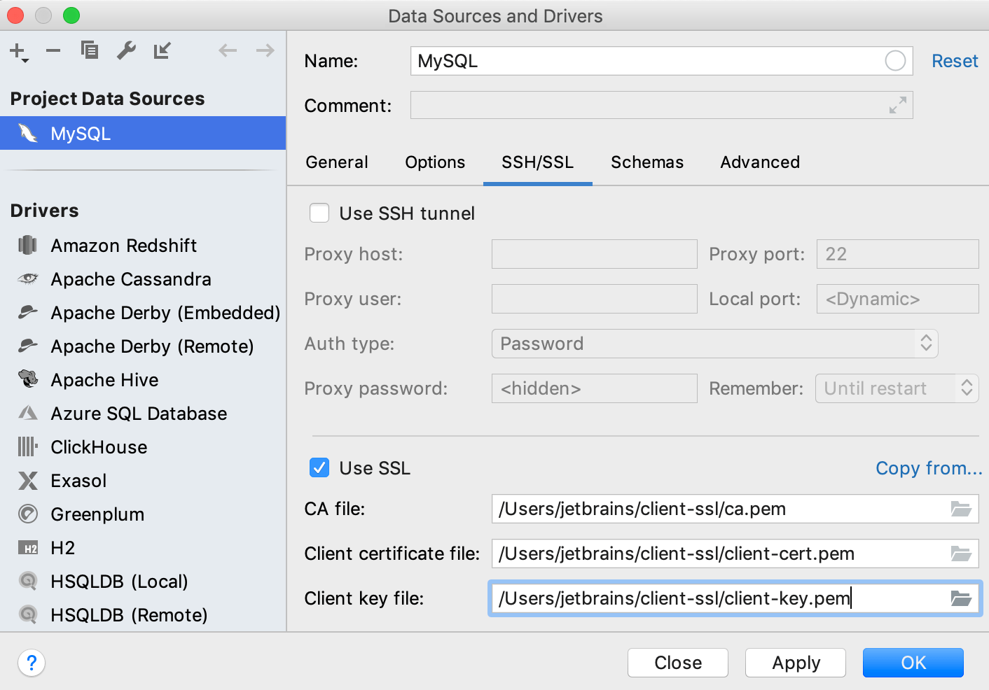 SSLを使用してデータベースに接続する Connect to a database with SSL