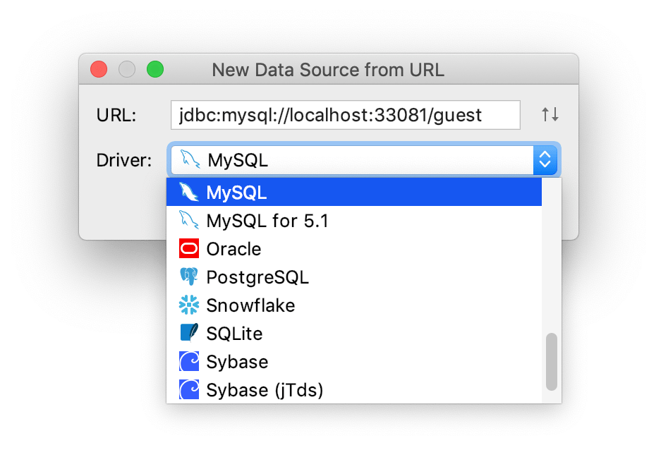 JDBC URLからデータソースを作成する Create a data source from the JDBC URL