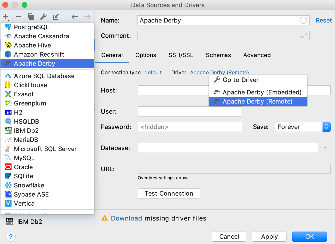 Apache Derbyとの統合 Integration with Apache Derby