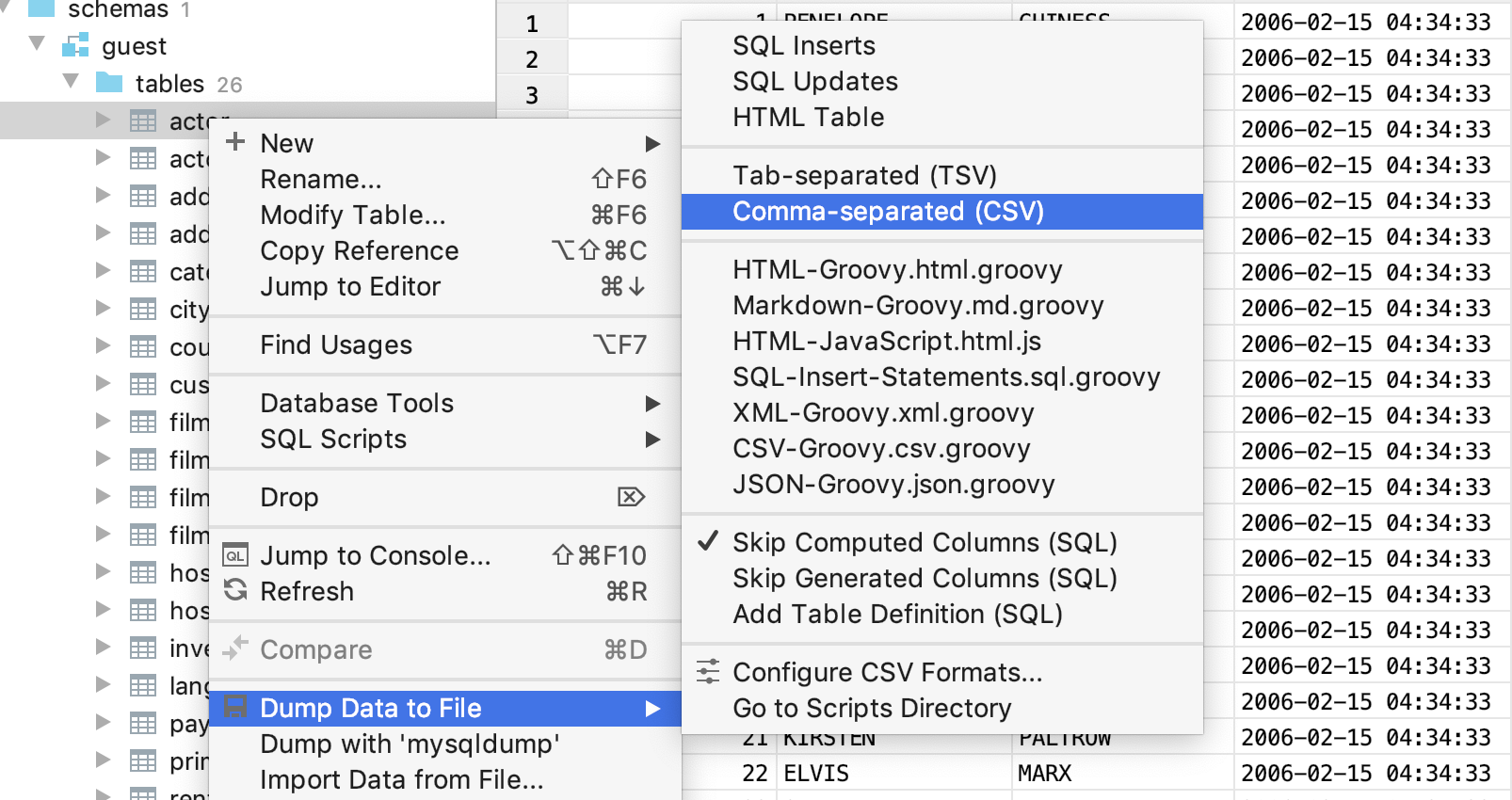 データをファイルにエクスポートする Export data into a file