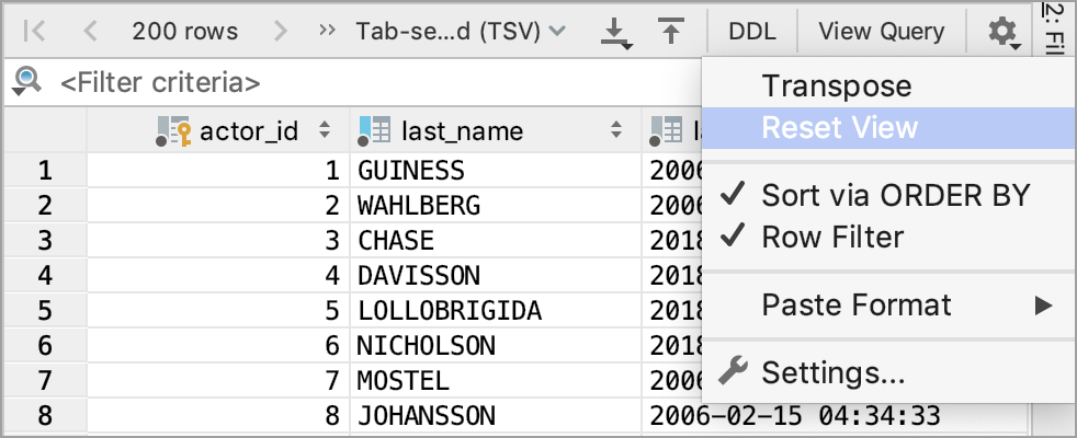 初期のテーブルビューを復元する Restore the initial table view